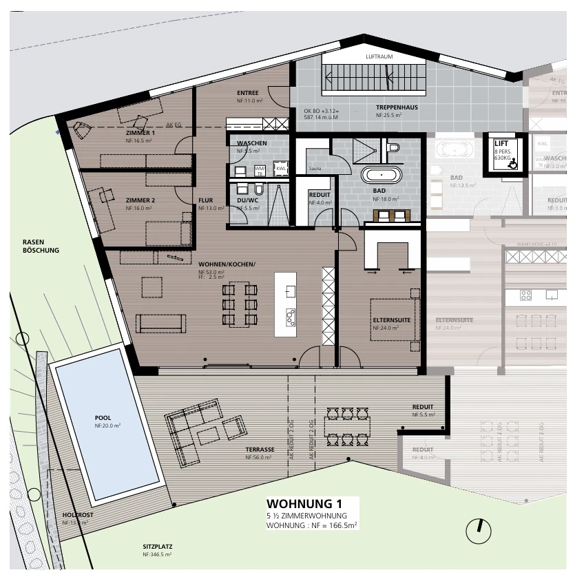 4.5-Zimmer Gartenwohnung mit Pool - Bild 6